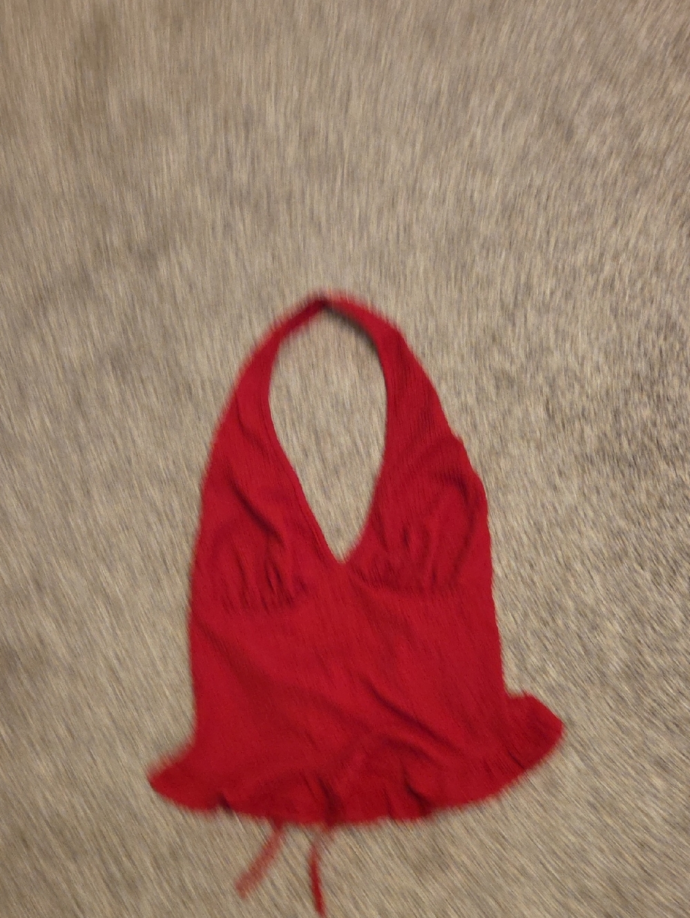 Cupshe Red Ruffled Halter Knit Top